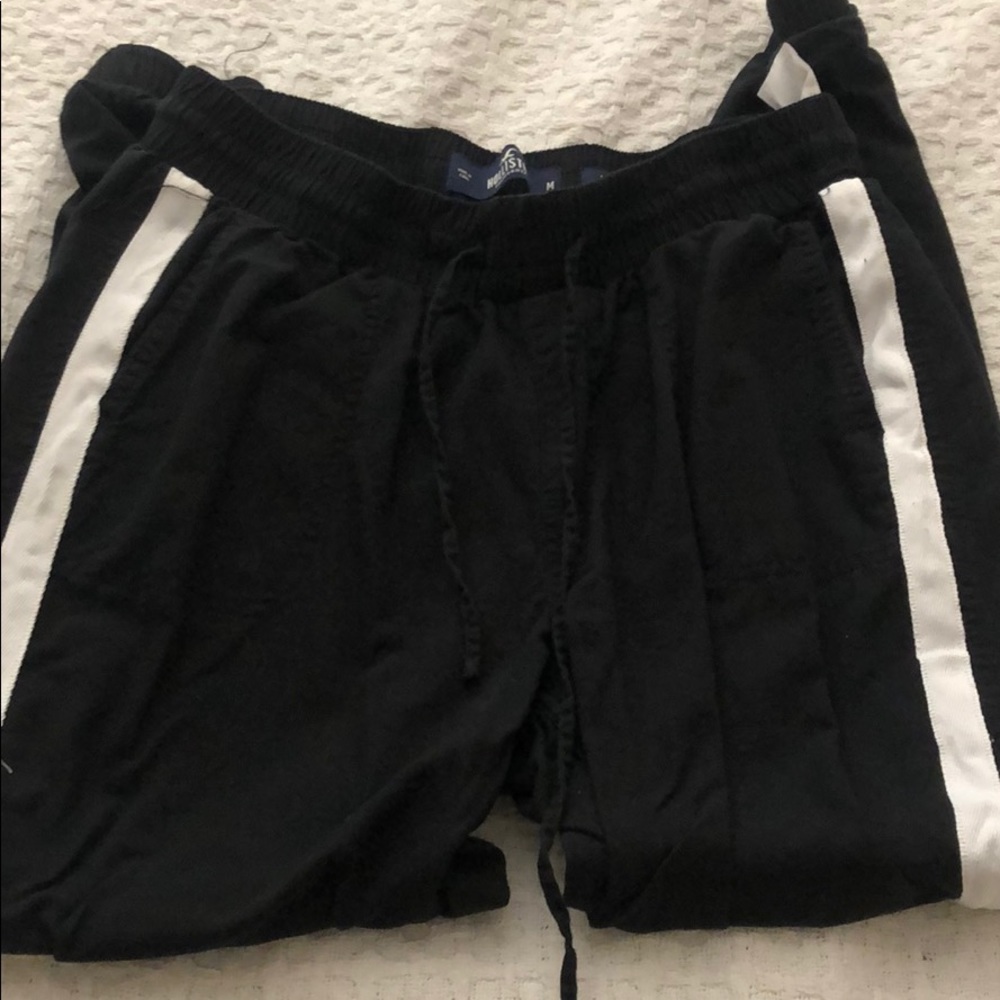 Black and white striped cargo pants